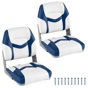 COSTWAY Siège de Bateau Pliante 2 Pièces à Dossier avec 4 Boulons Imperméable pour Bateau de Pêche Kayak 42 x 49 x 51 cm Bleu