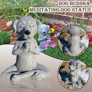 Statue de Bouddha en forme de chien statue de chien en m&eacute;ditation d&eacute;coration de jardin pour chien de yoga d&eacute;coration de No&euml;l