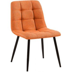 Chaise de salle &agrave; manger - D&Eacute;COSHOP26 - Tissu orange - M&eacute;tal noir - Design contemporain - 1 place