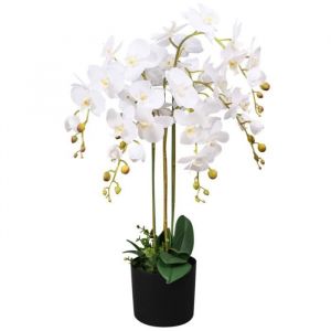 Plante artificielle avec pot Orchid&eacute;e - 75 cm Blanc