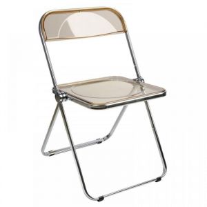 MIPAN  Chaise Pliante Moderne en Acrylique Transparent-Chaise Pliante empilable en Cristal ambre