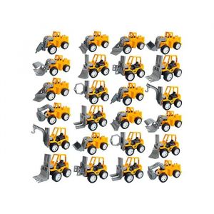 Coffret de mini-v&eacute;hicules de chantier 24 pi&egrave;ces voitures &agrave; tirer et &agrave; d&eacute;placer avec figurine petit jeu daction pour
