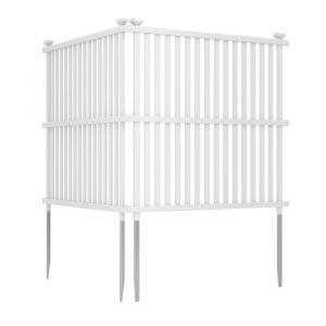 Clôture de Jardin - RELAX4LIFE - Piquets de Sol en Métal - 2 Panneaux de Clôture - Brise-vue Jardin en PVC - 113X114CM - Blanc