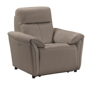 Fauteuil Relax Electrique Cuir Gris &eacute;l&eacute;phant - MAZARO