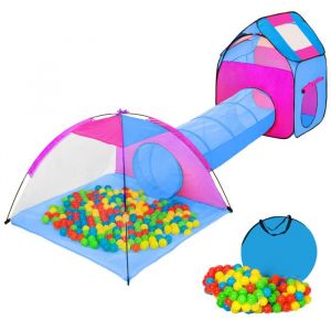 TENTE ACTIVITE - TUNNEL ACTIVITE - TECTAKE - Tente Enfant Tunnel de Jeux + 200 Balles - Bleu