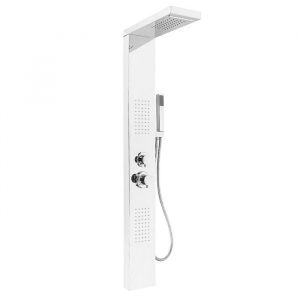 Colonne de douche 4 Modes - Panneau de Douche Hydromassante - Syst&egrave;me De Douche Thermostatique - 15x47x130cm - Argent