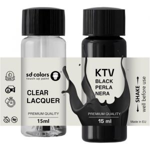 Peinture de retouche voiture - VETOBIOL - Noir Perla Nera - 15 ml - Haute brillante - Stylo de retouche