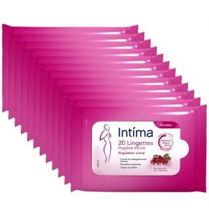 Intima Lingettes Hygiène Intime - Cranberry - 20 Lingettes Lot de 12