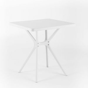 Table de jardin carrée - Blanc - 70x70 cm - Résine renforcée - Design moderne - 4 personnes