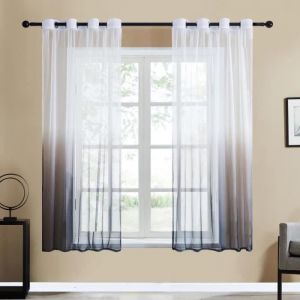 Rideau Voilage Gris D&eacute;grad&eacute; - LANCS - 130x162cm - Salon Chambre Moderne