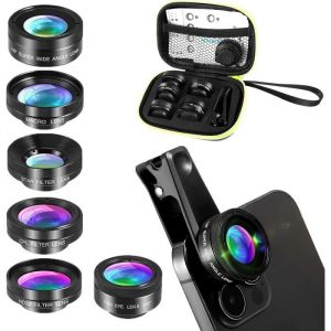Objectif Telephone Portable pour Smartphone Universels 6 en 1 Lentille Smartphone 140x TéléphotoObjectif Macro 25 x 205°