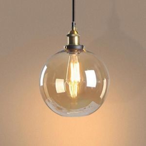 Diday Suspension Luminaire IndustrielLampe de Plafond Abat-jour en Verre Designe Rond E27 Luminaire Style Nordique pour
