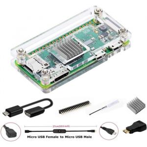 Raspberry Pi Zero / Zero W Kit de démarrage avec Case en-tête GPIO 20 Broches Câble OTG Câble de commutateur Adaptateur