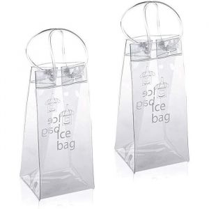 Sac de Glace vin Refroidisseur Cooler avec Poignée2 Pièces Seau à GlaceChampagne Ice Bag Transparent Sac à Vin PVCpour Bière 7