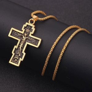 Collier avec Pendentif Croix Orthodoxe Bijou Chrétien Bijoux Croix Bijoux Religieux style Punk Gothique Idée Cadeau