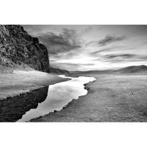 Papier Peint Photo INTISS&Eacute;-(201499)-PAYSAGE-300x223 cm-6 l&eacute;s-Mural Poster G&eacute;ant XXL-Noir Blanc-Beach Mer Oc&eacute;an Nature Mount Ciel