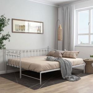 LEMON Cadre de canapé-lit extensible - Lit banquette - sans matelas - blanc 90x200 cm LL1149