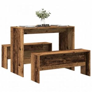 SALE 2025Ensemble table à manger et bancs 3 pcs - Table et 2 Chaises de Repas - bois dingénierie2735 Kg 5897