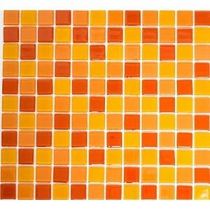 Mosaïque Carrelage Pâte de Verre Orange Jaune Rouge Mosaikplatte MOS62-0802