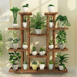 Porte Plante en Bois - Étagère Plantes - Escalier Plantes sur Pieds Pour Salon Blcon Jardin 115 x 25 x 116 cm