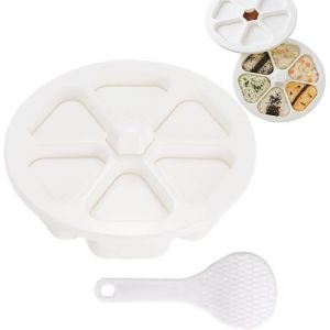 Moule à Sushi 6 en 1 Onigiri Moule à Sushi mit 1 Cuillère à Riz Onigiri Maker Moule Moule Onigiri Triangle Onigiri Mold