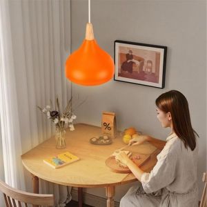 Lustre suspension - SMOTOP - &Oslash;20 cm - M&eacute;tal orange - Style vintage/industriel
