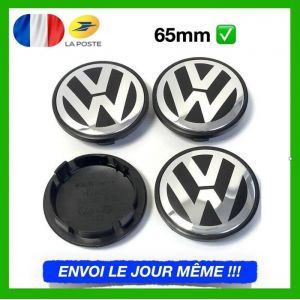 4X CACHE MOYEU CENTRE DE ROUE Pour Volkswagen VW 65MM Embleme Logo Insigne Jante