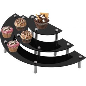 Pr&eacute;sentoir &agrave; g&acirc;teaux en acrylique en demi-cercle &agrave; 3 niveaux pr&eacute;sentoir &agrave; dessert en forme de demi-lune pour &eacute;coration de f&ecirc;te
