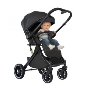 Poussette Canne angle dassise r&eacute;glable de 95&deg; &agrave; 175&deg; cadre en acier au carbone 4 roues &agrave; suspension pare-soleil int&eacute;gral