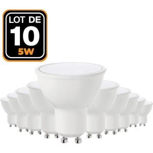 10 Ampoules GU10 5W eq. 40W Blanc Froid 6000K Haute Luminosit&eacute;