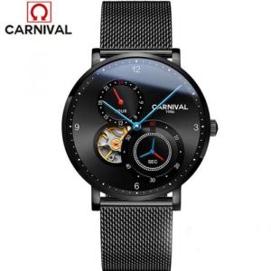 CARNIVAL Marque Montre homme Montre mécanique automatique Creux Tourbillon - Étanche