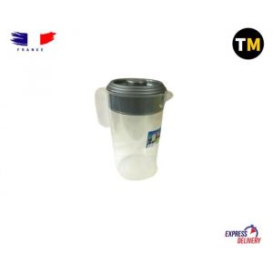 Pichet en Plastique Forte 1,8 L avec Couvercle, Pot de Boisson de Jus de Fruits