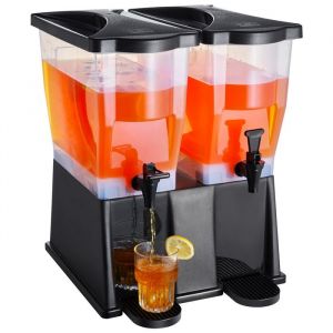 Distributeur de Boissons - DUOKU - 2 x 3 Gallons - Plastique - Support et Couvercle avec Robinet