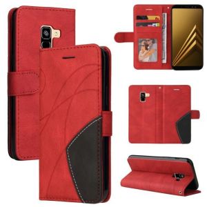 Etui Samsung Galaxy A8 2018 Portefeuille Pochette Housse pour Samsung Galaxy A8 2018 Protection Housse Rouge