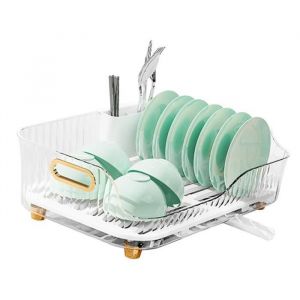 Égouttoir à vaisselle - DUOKON - Grand modèle - Plastique - Blanc transparent - Design contemporain