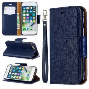 Coque iPhone SE (2020) 4.7 - PU Cuir Portefeuille avec Support Antichoc Protection Etui Housse iPhone SE (2020) - Bleu foncé