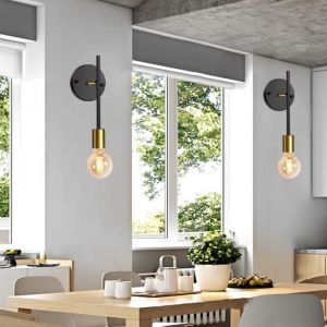 kawoo 2pcs Applique Murale Industriel Vintage Couloir Noir Lampe Murale Int&eacute;rieur Retro Style Edison pour salon Chambre