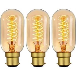 Ampoules Edison vintage B22 40W intensit&eacute; variable lumi&egrave;re blanche chaude (paquet de 3)