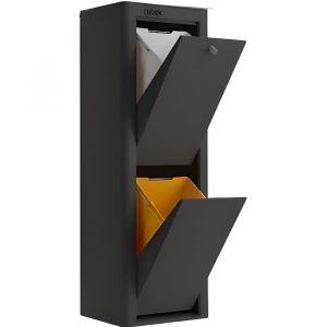 Cubek conteneur ecologique poubelle en acier loque noir 2 compartiments