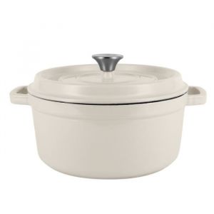 COCOTTE EN FONTE ÉMAILLÉE RÉTRO AVEC COUVERCLE 43L VINTAGE CUISINE - CRÈME