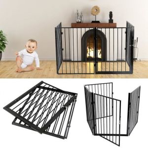 Barri&egrave;re de S&eacute;curit&eacute; YINQ&reg; 240cm Noir - Enfant - M&eacute;tal - Pivotante - R&eacute;glable