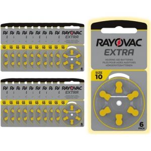 Piles Auditives Rayovac taille 10  Lot de 20 plaquettes soit 120 piles