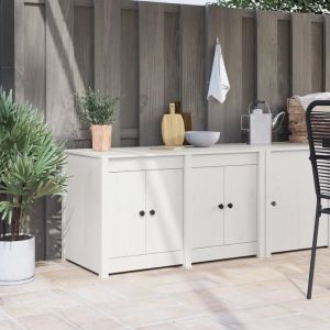 Luxueux Best* Meuble de cuisine - Armoire basse/meuble bas dévier dextérieur blanc 106x55x64 cm en bois massif de pin