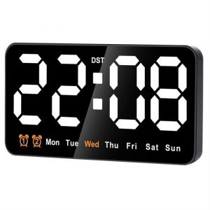 Horloge NuméRique LED de 9Pouces Grand éCran avec 45284Heures Gros Chiffres Petite Horloge Murale Silencieuse (Blanc) CLOCK