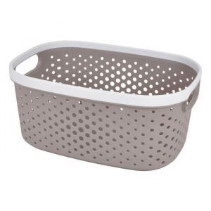 Panière à Linge - PARIS PRIX - Ajourée - 35L - Plastique - Taupe