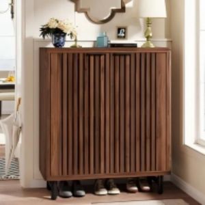 Armoire &agrave; chaussures avec 2 portes 85x35x110cm24 Paires de placards &agrave; Chaussures &eacute;tag&egrave;re pour entr&eacute;e couloir salon (marron)