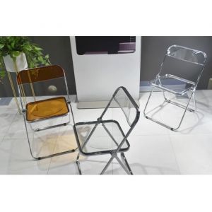 Chaise pliante en acrylique transparent - Capacité 200kg - Blanc - Style scandinave/moderne