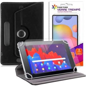Coque Rotative 360 Noir + verre tremp&eacute; pour  Lenovo Tab 2 A10-70  10.1 - Yuan Yuan -