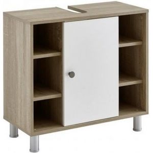 Meuble de salle de bain - Marque - Sous vasque blanc / sonoma - Contemporain - Design - A poser au sol