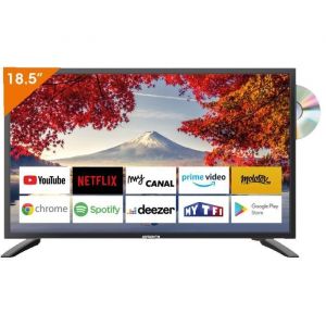 Antarion Smart TV 185 (47 cm) Android 14 Connecté WiFi + Bluetooth + DVD - 12V/24V/220V - Camping Car Poids Lourd Caravane